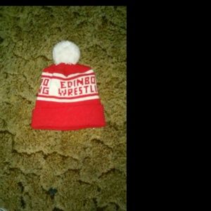Red and white beanie