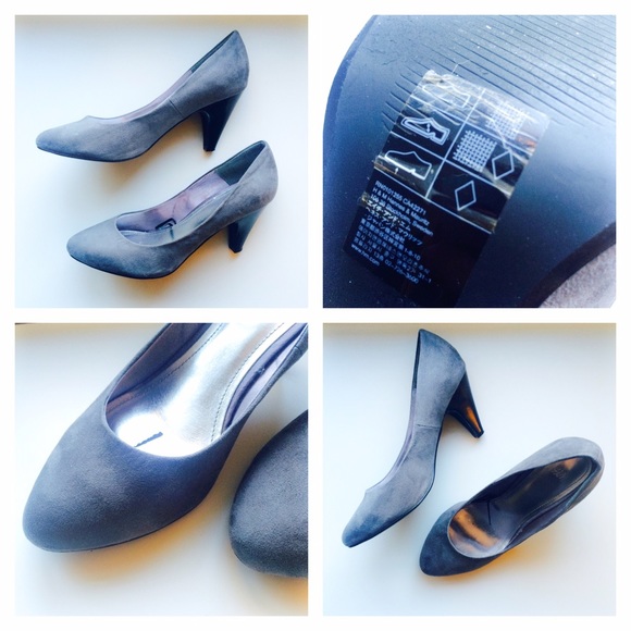 H&M vintage look faux suede pumps in grey