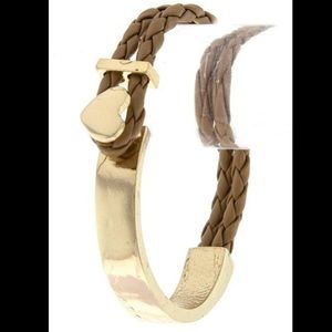 Heart Accent Half Metal Bracelet Camel