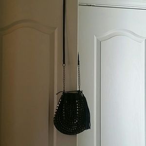 Crossbody black leather purse