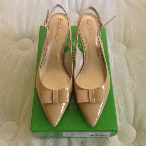 Lilly Pulitzer nude bow heels