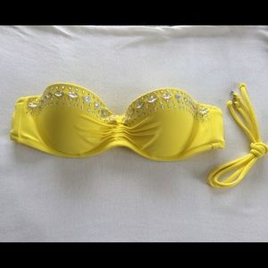 Victorias Secret Yellow Jeweled bandeau swim top