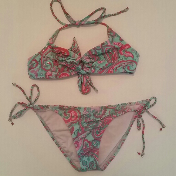 Blue Paisley String Bikini