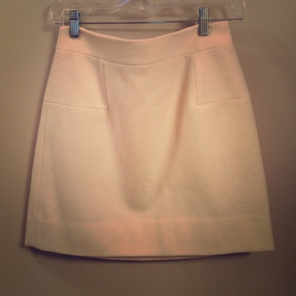 J Crew White Wool Skirt
