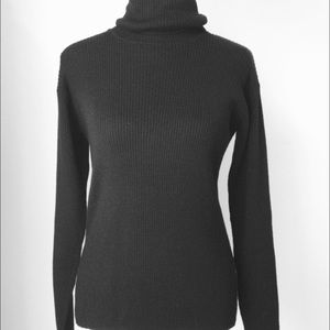 Merino Wool Black Turtleneck Sweater