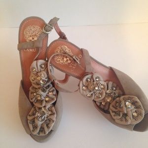 Jeweled strappy platform sandals