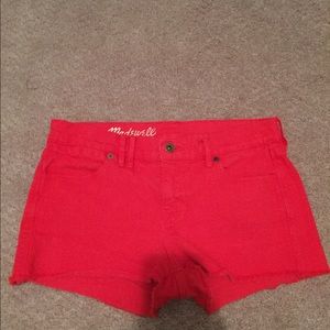 Red Demin Madewell cutoffs