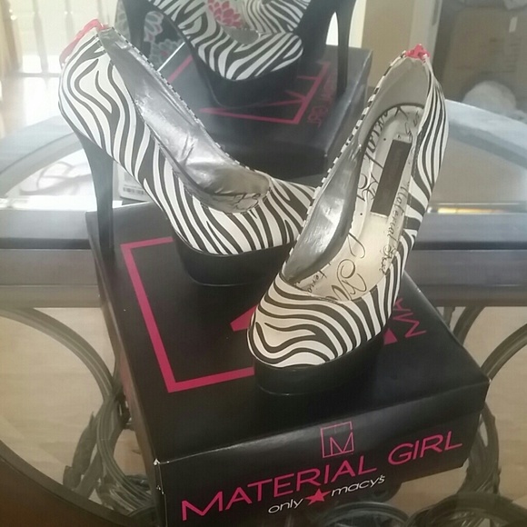 Material girl zebra print high heel little zip