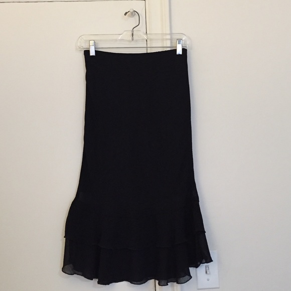 🍒HP🍒 Whisper Chiffon Black Trumpet Ruffle Skirt - Picture 4 of 4