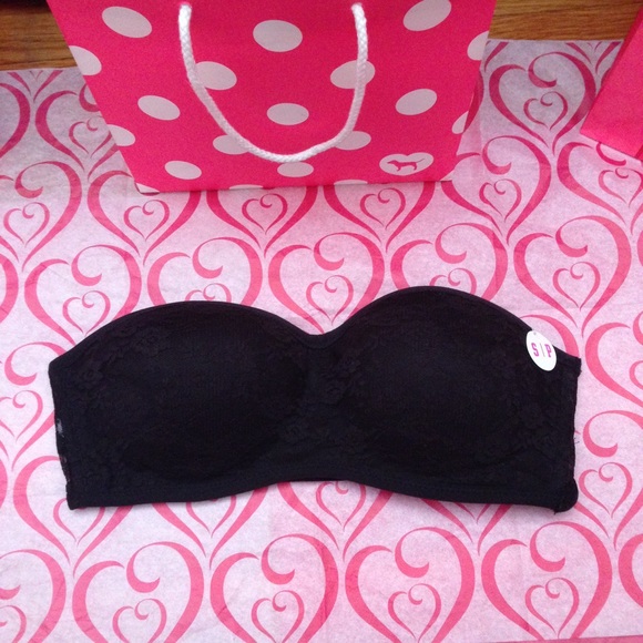 PINK Victoria's Secret Tops - Victoria Secret PINK Black Strapless Bandeau Bra