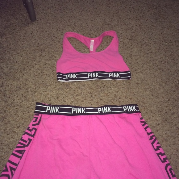 VS Pink Sport Bra/ Pink Sweatpants Bundle