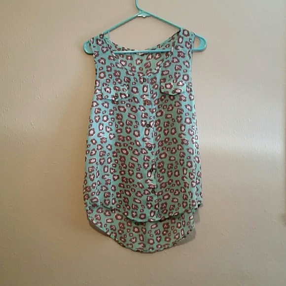 Mint green leopard tank