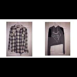 Bundle of flannel & sweatshirt