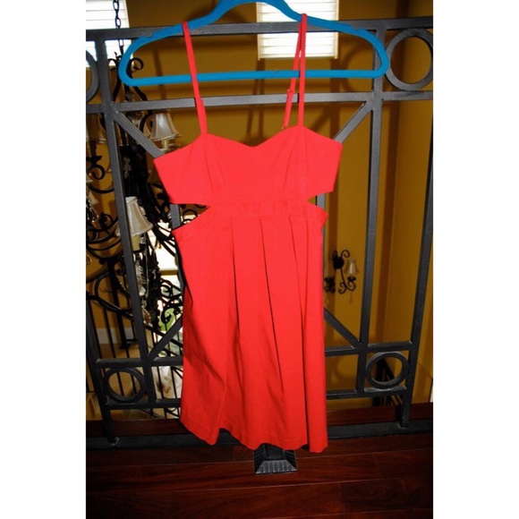 Red Dress with Rib cut out - Picture 4 of 4