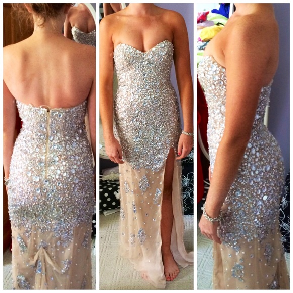 Jovani 4247 Beaded Prom Dress in Nude