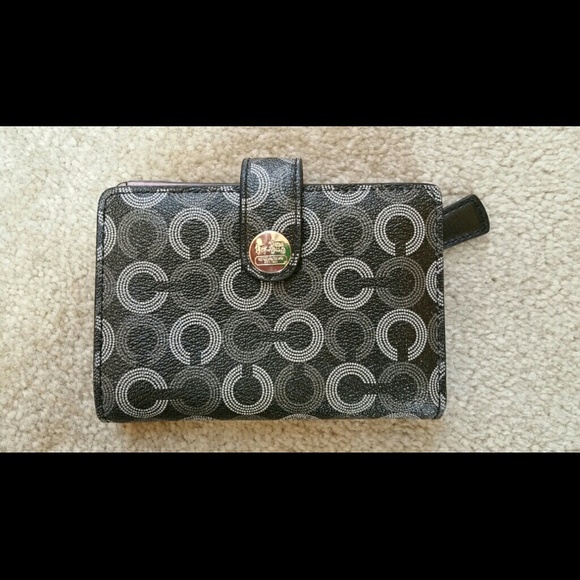 Coach black grey saffiano leather wallet - Picture 1 of 3
