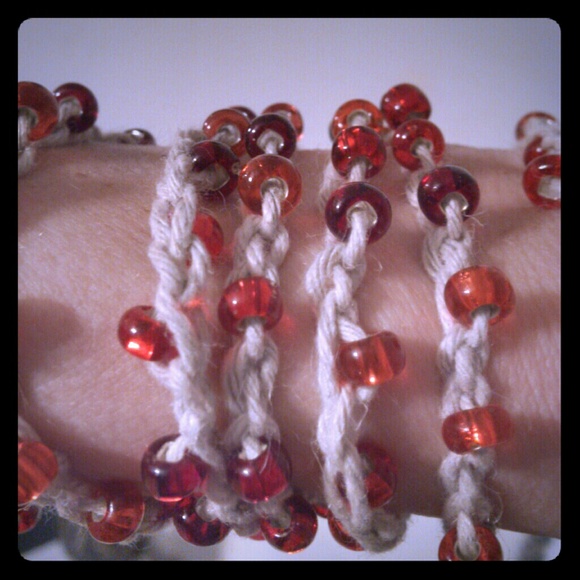 **SOLD**Hemp & Czech glass beaded Necklace