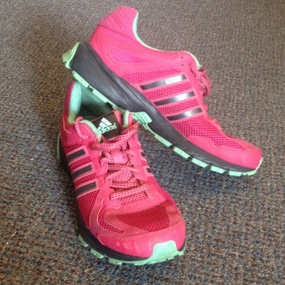 Pink Adidas running shoes