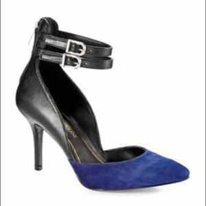 Black/Blue ankle strap Enzo Angiolini Celton Heels