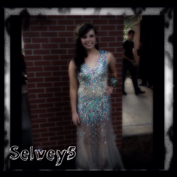 TJ Formal Sequin Prom Dress Gown Sequin Sheer 6 - Picture 2 of 4