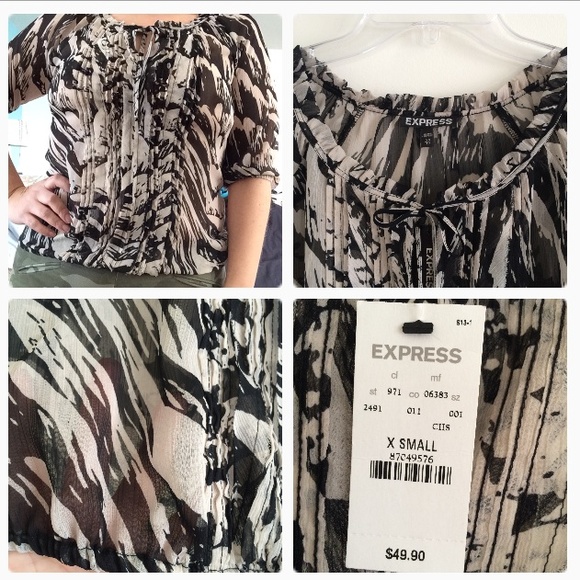 NWT EXPRESS SHEER BLOUSE WITH ABSTRACT PRINT - Picture 3 of 4
