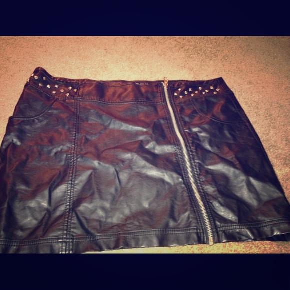 F21 Studded Leather Mini Skirt