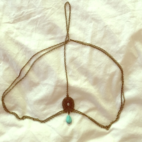 Turquoise and bronze Stella bohemian head chain