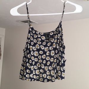Navy Daisy Crop Top