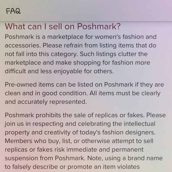 What poshmark allows to be sold here?