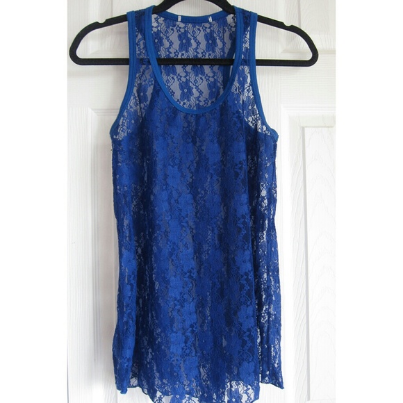 Tops - Royal Blue Lace Tank