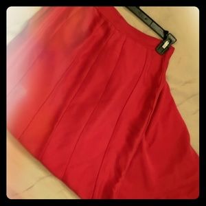 Ann Taylor red ankle length zip up skirt 6