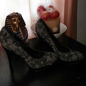 Black and grey heels