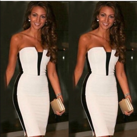 Black and white body con dress NWOT
