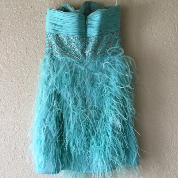 Turquoise Short Cocktail Dress - Picture 2 of 3