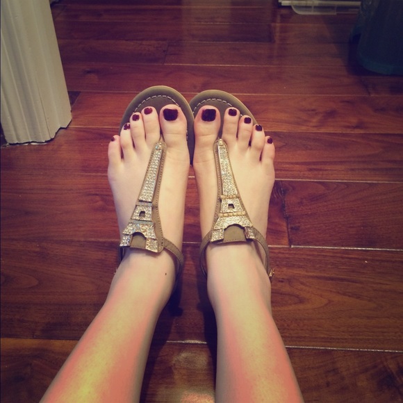 Crystal Eiffel Tower Wedge Sandals