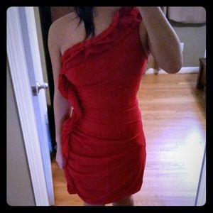 Red One Shoulder Dress