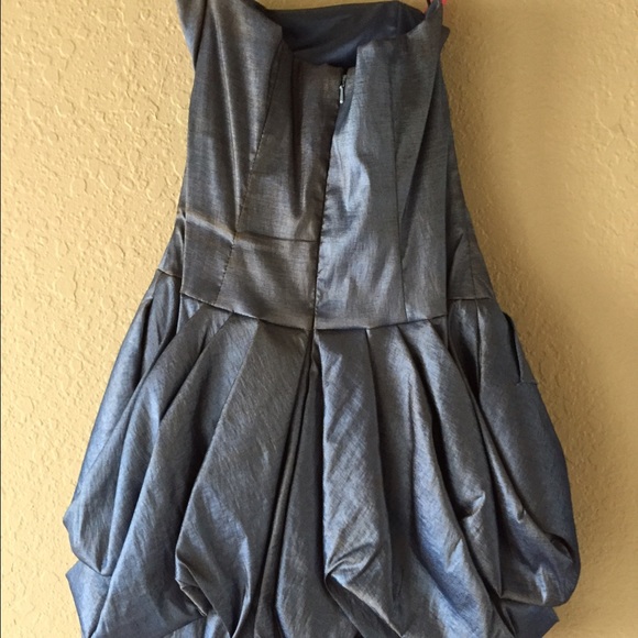 Strapless Blueish/ gray metallic cocktail dress - Picture 3 of 3