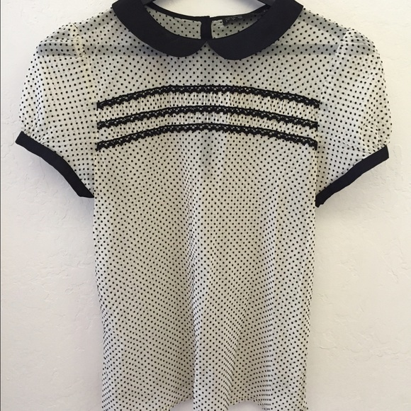 Zara sheer polka dot top