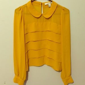F21 Yellow Ruffled Top