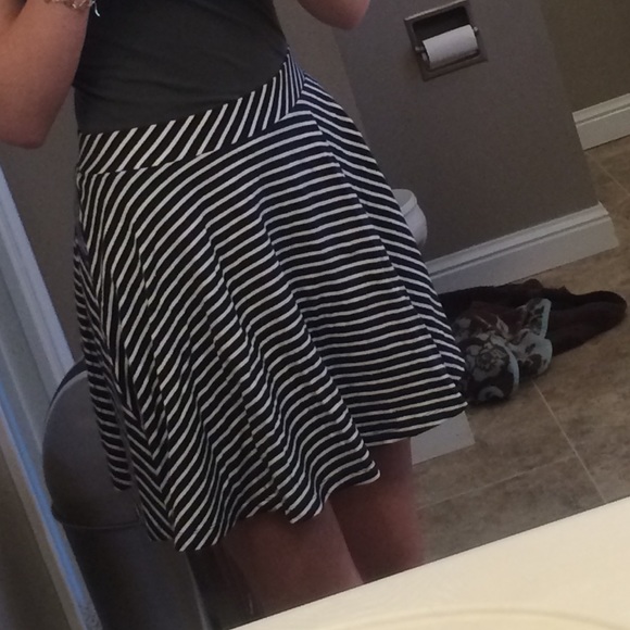 Black and white striped skirt.