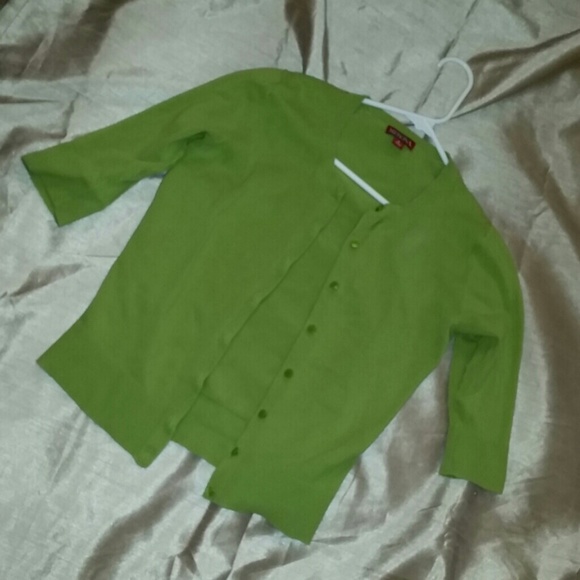 Merona green sweater/button up size small