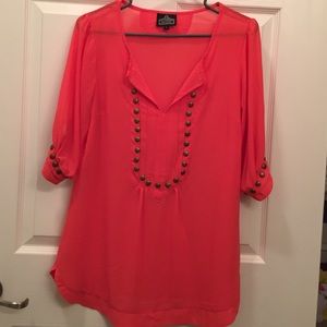 Studded coral top