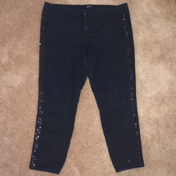 Tuxedo Style Black Pant with Sequin Strip 18/20