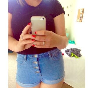 denim high waisted shorts