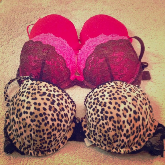 Three Victoria secret push up bras size 34 &32 D
