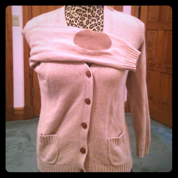 Tan cardigan with elbow pads