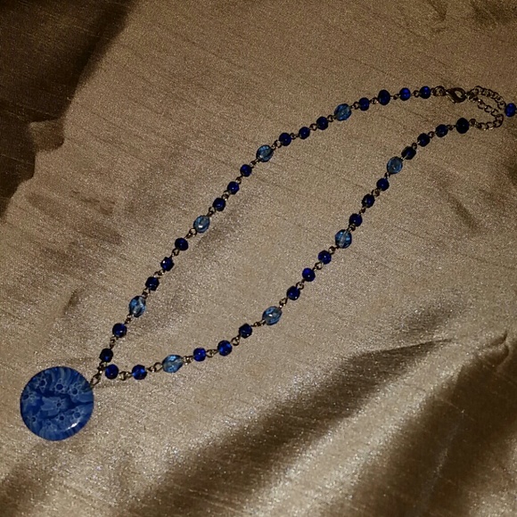 Shooting Stars blue and silver stars necklace.