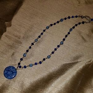 Shooting Stars blue and silver stars necklace.