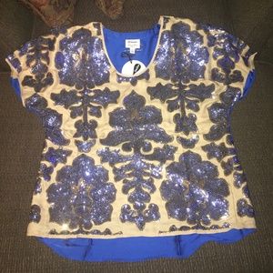 Blue and Gold Sequin Neiman Marcus Shirt by Target
