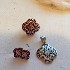 Stainless steel set. White, black and abalone